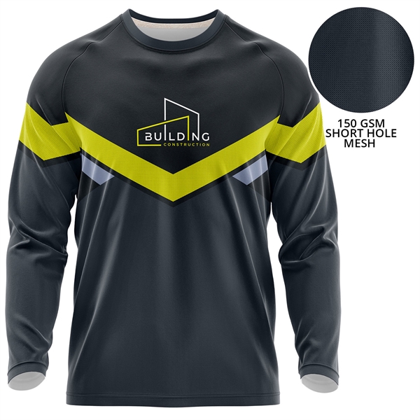 Unisex 150 GSM Short Hole Mesh Long Sleeve Jersey TShirt - Unisex 150 GSM Short Hole Mesh Long Sleeve Jersey TShirt - Image 0 of 3