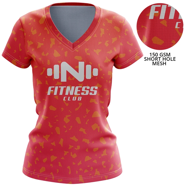 Women 150 GSM Short Hole Mesh Performance Sublimation TShirt - Women 150 GSM Short Hole Mesh Performance Sublimation TShirt - Image 0 of 3
