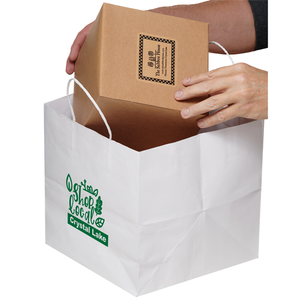 White Kraft Twisted Paper Handle Take Out Bag - Flexo - White Kraft Twisted Paper Handle Take Out Bag - Flexo - Image 0 of 0