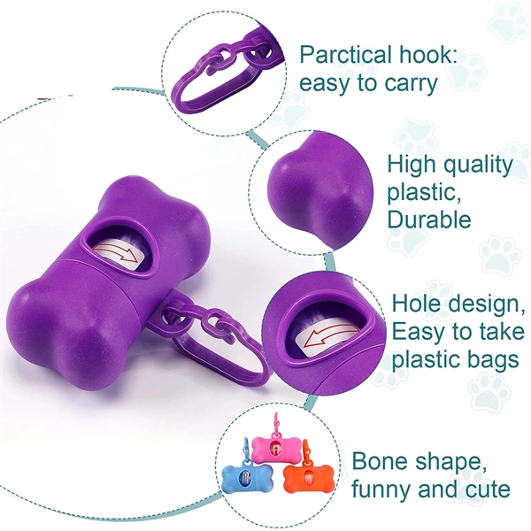 Bone Shaped Pet Waste Disposal Poop Bag Dispenser with Hook - Bone Shaped Pet Waste Disposal Poop Bag Dispenser with Hook - Image 2 of 3