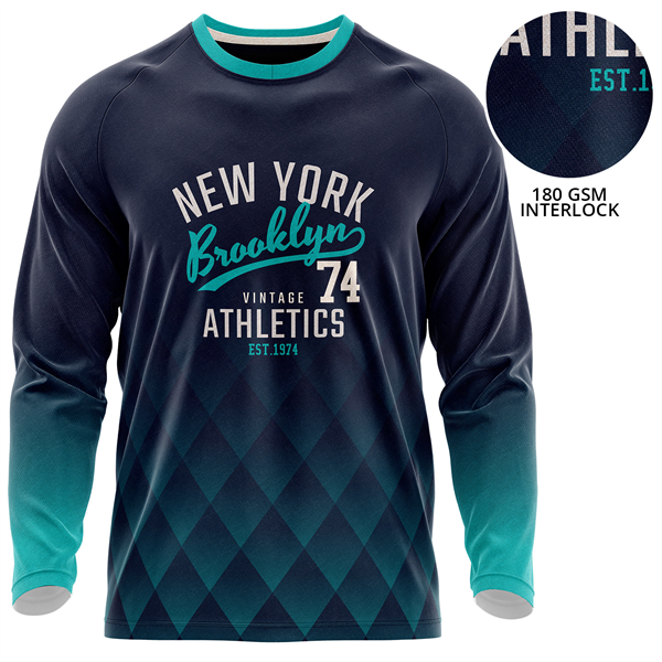 Unisex 180 GSM Poly Interlock Sublimation Long Sleeve Tshirt - Unisex 180 GSM Poly Interlock Sublimation Long Sleeve Tshirt - Image 0 of 1