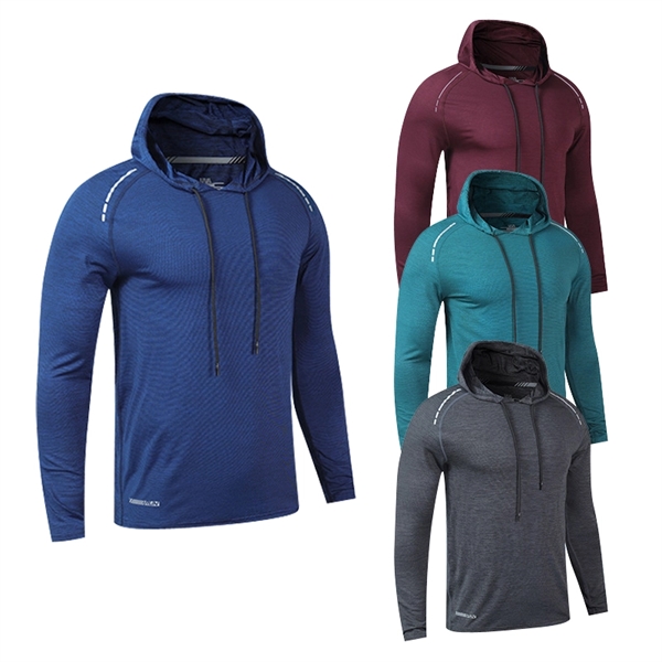 Men's Long-sleeved T-hooded Quick-drying Sports Fitness - Men's Long-sleeved T-hooded Quick-drying Sports Fitness - Image 0 of 6