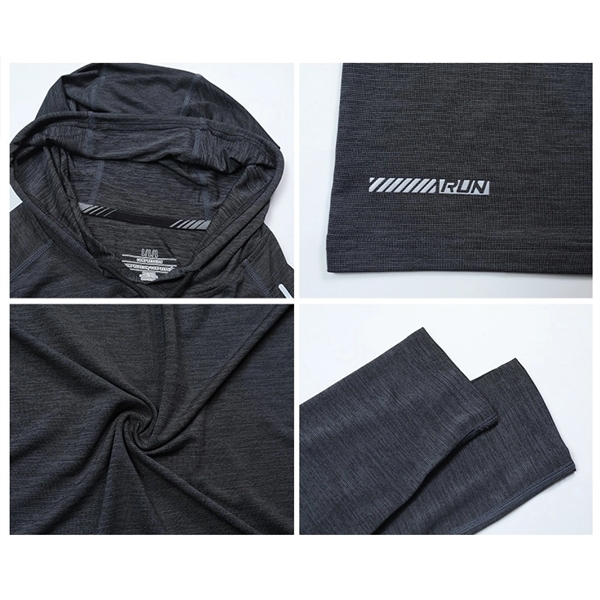 Men's Long-sleeved T-hooded Quick-drying Sports Fitness - Men's Long-sleeved T-hooded Quick-drying Sports Fitness - Image 6 of 6