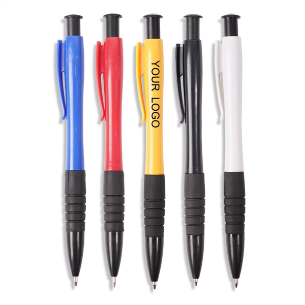 Plastic Ballpoint Pens With Clip and Grip - Plastic Ballpoint Pens With Clip and Grip - Image 0 of 1