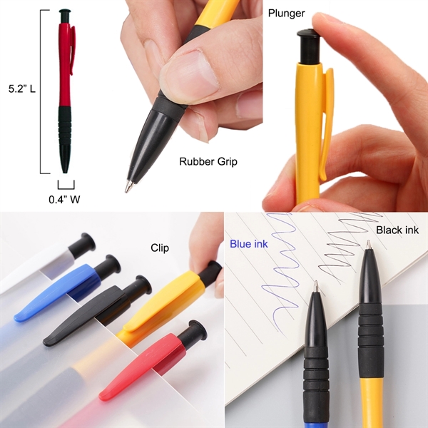 Plastic Ballpoint Pens With Clip and Grip - Plastic Ballpoint Pens With Clip and Grip - Image 1 of 1