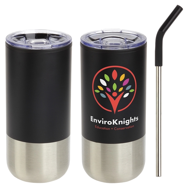 Custom Oxford 16 oz Stainless Steel/Polypropylene Tumbler with Stra
