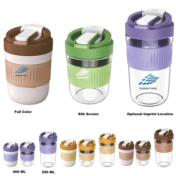 Wide Mouth Travel Coffee Glass Tumbler with Straw and Lid - Wide Mouth Travel Coffee Glass Tumbler with Straw and Lid - Image 0 of 24