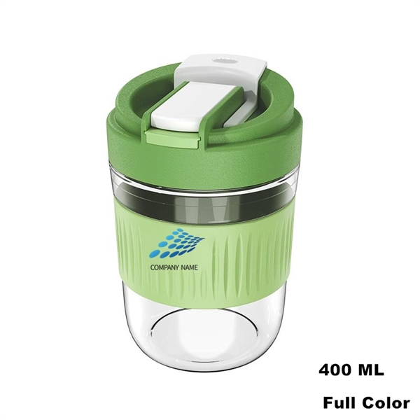 Wide Mouth Travel Coffee Glass Tumbler with Straw and Lid - Wide Mouth Travel Coffee Glass Tumbler with Straw and Lid - Image 3 of 24