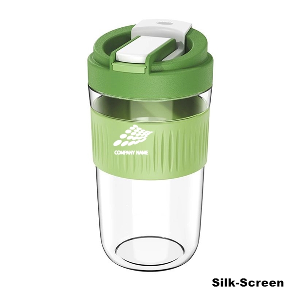 Wide Mouth Travel Coffee Glass Tumbler with Straw and Lid - Wide Mouth Travel Coffee Glass Tumbler with Straw and Lid - Image 6 of 24