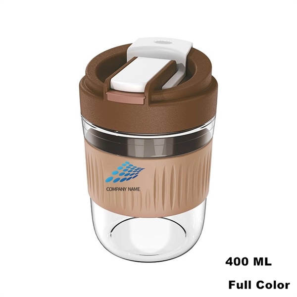 Wide Mouth Travel Coffee Glass Tumbler with Straw and Lid - Wide Mouth Travel Coffee Glass Tumbler with Straw and Lid - Image 7 of 24