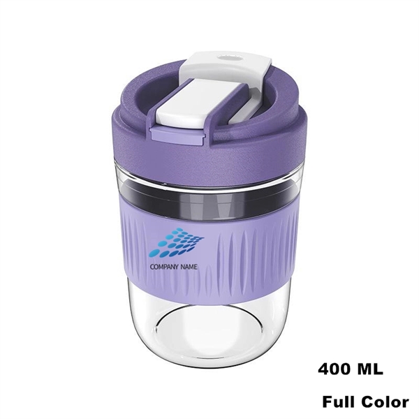 Wide Mouth Travel Coffee Glass Tumbler with Straw and Lid - Wide Mouth Travel Coffee Glass Tumbler with Straw and Lid - Image 21 of 24