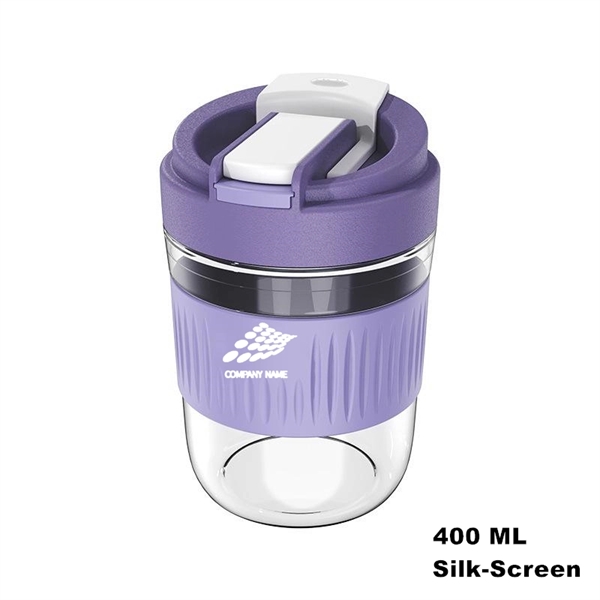 Wide Mouth Travel Coffee Glass Tumbler with Straw and Lid - Wide Mouth Travel Coffee Glass Tumbler with Straw and Lid - Image 22 of 24