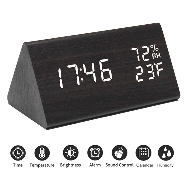 Wooden Digital Alarm Clock - Wooden Digital Alarm Clock - Image 1 of 4