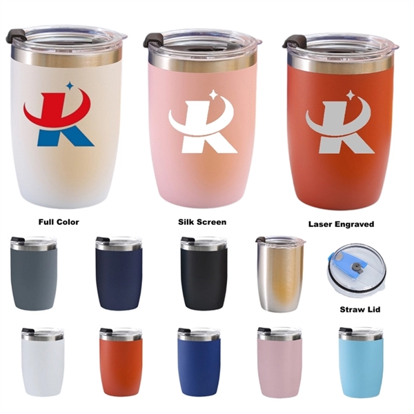 12 oz Powder Coated Vacuum Stainless Steel Travel Tumbler - 12 oz Powder Coated Vacuum Stainless Steel Travel Tumbler - Image 0 of 27