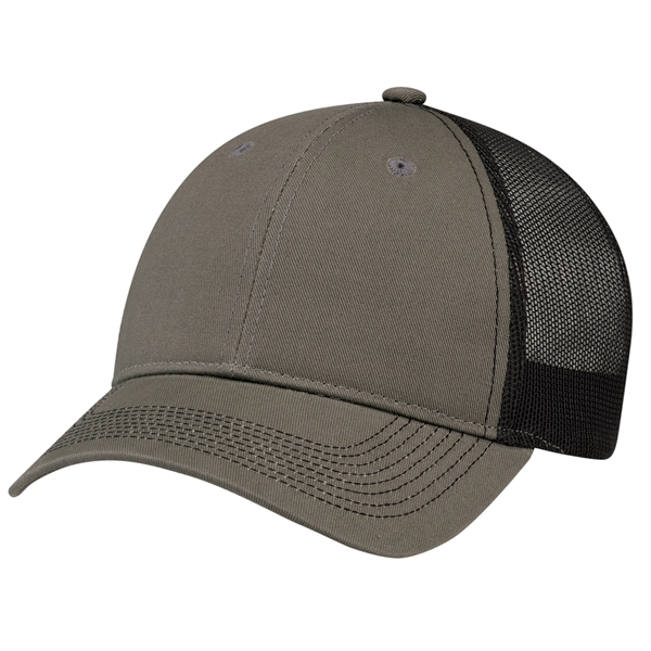 6 Panel Enzyme Washed Deluxe Chino Twill/Soft Nylon Mesh Cap - 6 Panel Enzyme Washed Deluxe Chino Twill/Soft Nylon Mesh Cap - Image 6 of 19