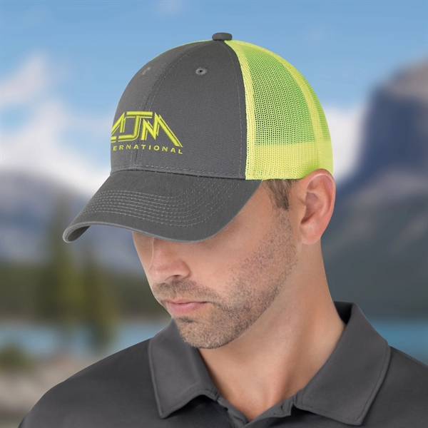 6 Panel Enzyme Washed Deluxe Chino Twill/Soft Nylon Mesh Cap - 6 Panel Enzyme Washed Deluxe Chino Twill/Soft Nylon Mesh Cap - Image 15 of 19