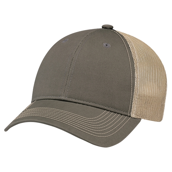 6 Panel Enzyme Washed Deluxe Chino Twill/Soft Nylon Mesh Cap - 6 Panel Enzyme Washed Deluxe Chino Twill/Soft Nylon Mesh Cap - Image 7 of 19