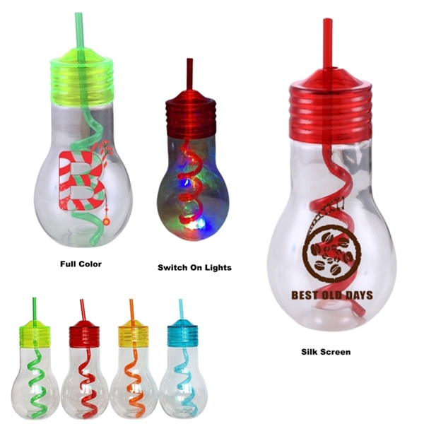 Party Favors Juice Bottle Clear Light Bulb Cup with Straw - Party Favors Juice Bottle Clear Light Bulb Cup with Straw - Image 0 of 8