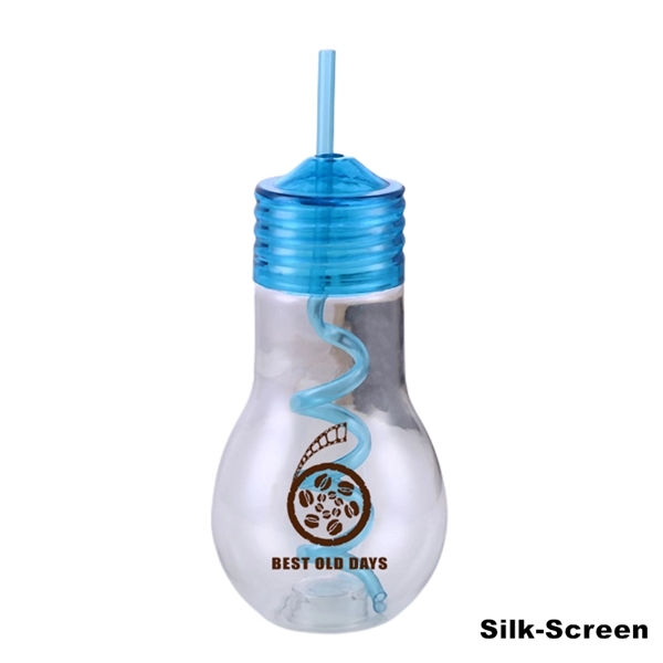 Party Favors Juice Bottle Clear Light Bulb Cup with Straw - Party Favors Juice Bottle Clear Light Bulb Cup with Straw - Image 2 of 8