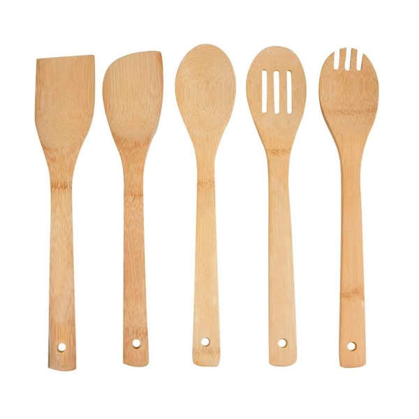 Bamboo Kitchen Utensil Set With Storage Bucket - Bamboo Kitchen Utensil Set With Storage Bucket - Image 1 of 3