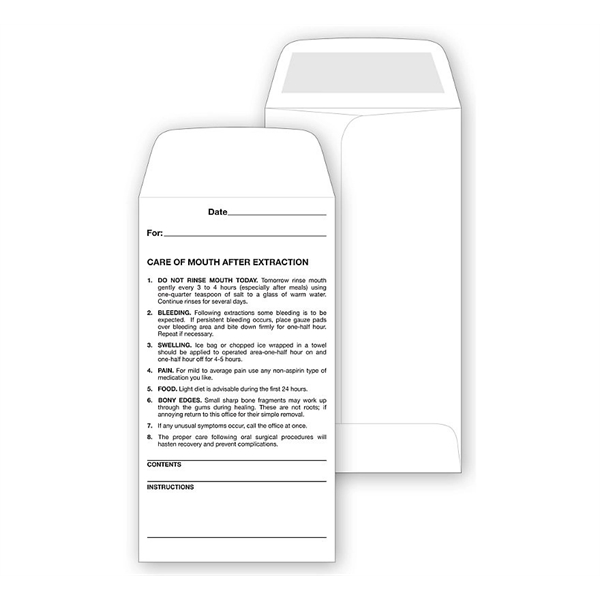 Envelopes, Dental Post Operative Instructions - Envelopes, Dental Post Operative Instructions - Image 0 of 0