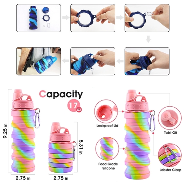 Rainbow Collapsible Sports Water Bottles - Rainbow Collapsible Sports Water Bottles - Image 2 of 3