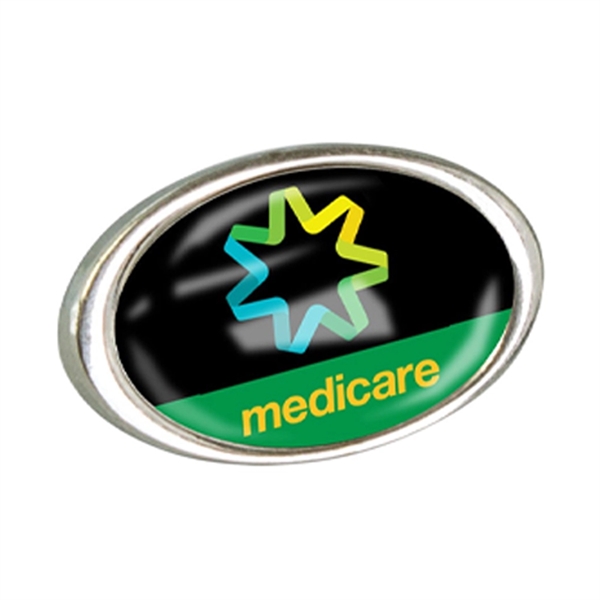 1-1/4" x 7/8" Oval Graphic Pin - Made In USA - 1-1/4" x 7/8" Oval Graphic Pin - Made In USA - Image 2 of 4