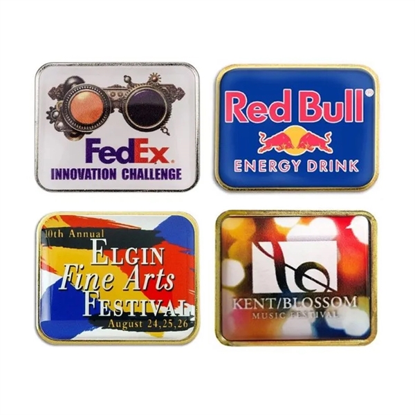 1.25" x 1" Rectangle Graphic Pin - Made In USA - 1.25" x 1" Rectangle Graphic Pin - Made In USA - Image 1 of 3