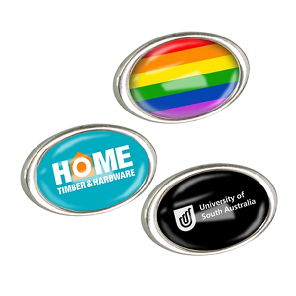 1-1/4" x 7/8" Oval Graphic Pin - Made In USA - 1-1/4" x 7/8" Oval Graphic Pin - Made In USA - Image 4 of 4