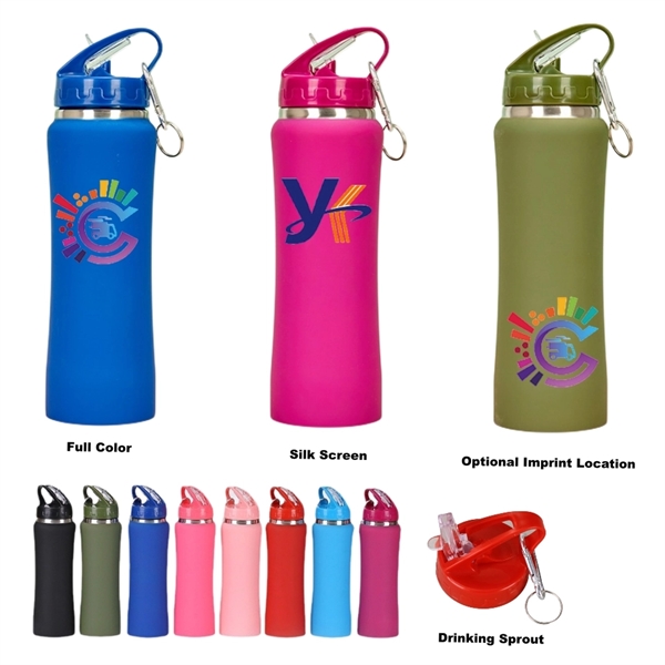 Double Wall Stainless Steel Water Bottle With Carabiner - Double Wall Stainless Steel Water Bottle With Carabiner - Image 0 of 16