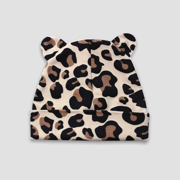 Baby Beanie Hat w/Bear Ears Blue or Leopard LaughingGiraffe® - Baby Beanie Hat w/Bear Ears Blue or Leopard LaughingGiraffe® - Image 2 of 2