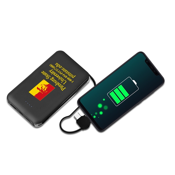 Drum 5000mAh Power Bank with Built-in Cable - Drum 5000mAh Power Bank with Built-in Cable - Image 3 of 8