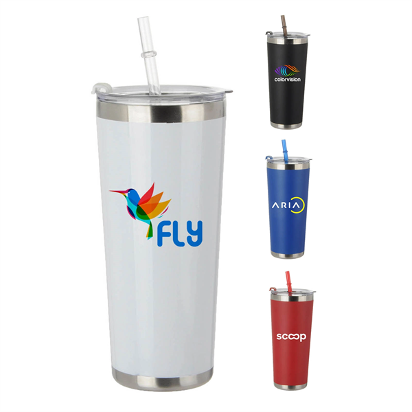 20 oz. Stainless Steel Tumbler with Straw - 20 oz. Stainless Steel Tumbler with Straw - Image 0 of 5