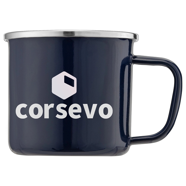 Custom 13 oz. Enamel Campfire Mug with Stainless Steel Rim