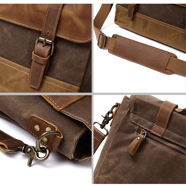 Canvas Leather Computer Laptop Bag - Canvas Leather Computer Laptop Bag - Image 1 of 5