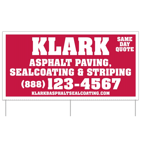 Corrugated Plastic Sign w/ 3 Rods: 1 Side (24" x 48") - Corrugated Plastic Sign w/ 3 Rods: 1 Side (24" x 48") - Image 0 of 0