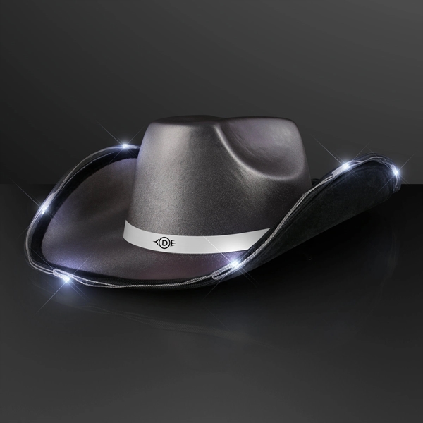 Deluxe Shiny Light Up Cowboy Hat with White Band - Deluxe Shiny Light Up Cowboy Hat with White Band - Image 8 of 12