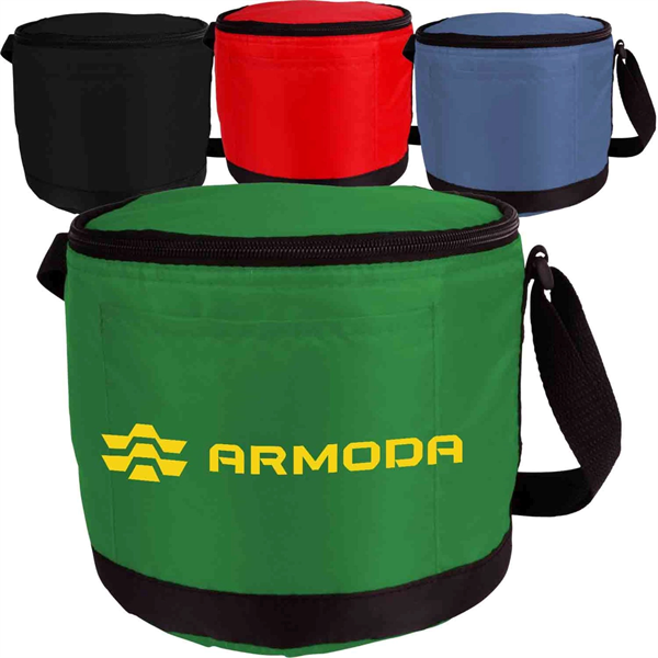 Round Cooler 6-Can Foil Inner Lining Zipper Insulated Bag