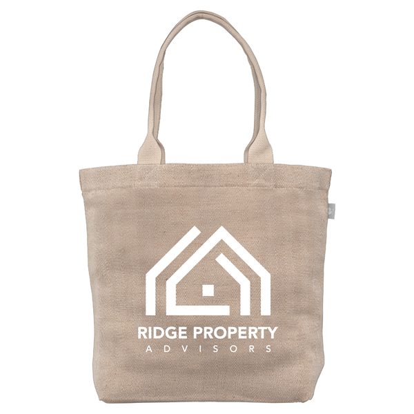 Savannah - Cotton & Jute Tote with Herringbone Pattern - Savannah - Cotton & Jute Tote with Herringbone Pattern - Image 0 of 0