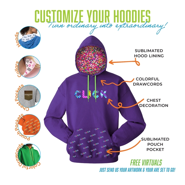 Custom Drawstring Pullover Hoodie - Custom Drawstring Pullover Hoodie - Image 13 of 13