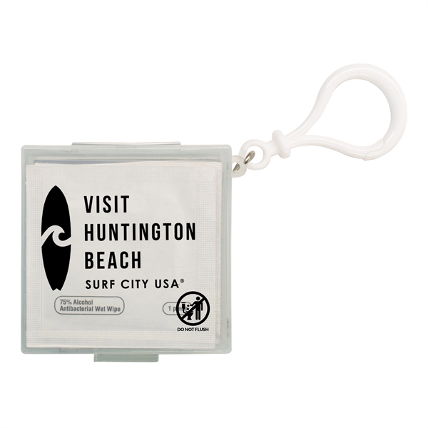 Individual Wet Wipes in Square Plastic Container & Carabiner - Individual Wet Wipes in Square Plastic Container & Carabiner - Image 4 of 4