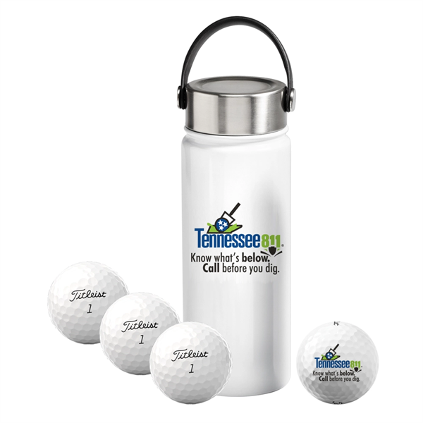 Titleist Custom Water Bottle With Four Pro V1 Golf Balls - Titleist Custom Water Bottle With Four Pro V1 Golf Balls - Image 0 of 5