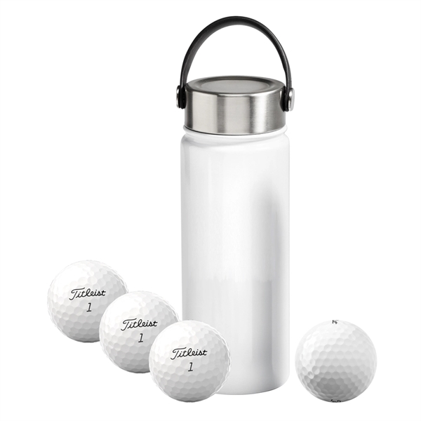 Titleist Custom Water Bottle With Four Pro V1 Golf Balls - Titleist Custom Water Bottle With Four Pro V1 Golf Balls - Image 1 of 5