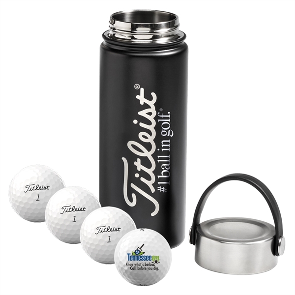 Titleist Water Bottle With Four Pro V1 Golf Balls - Titleist Water Bottle With Four Pro V1 Golf Balls - Image 0 of 3