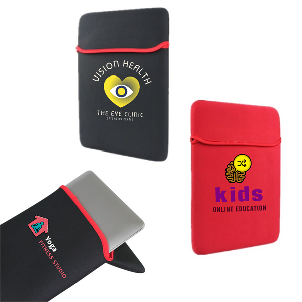 REVERSIBLE LAPTOP SLEEVE WITH FOLD-OVER FLAP - NEOPRENE BLAC - REVERSIBLE LAPTOP SLEEVE WITH FOLD-OVER FLAP - NEOPRENE BLAC - Image 0 of 4