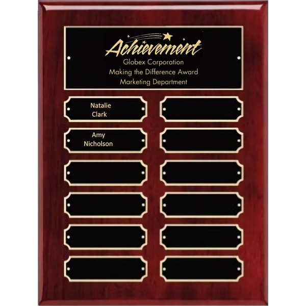 Perpetual Piano Finish Rosewood Plaque w/ 12 Plates - Perpetual Piano Finish Rosewood Plaque w/ 12 Plates - Image 3 of 5