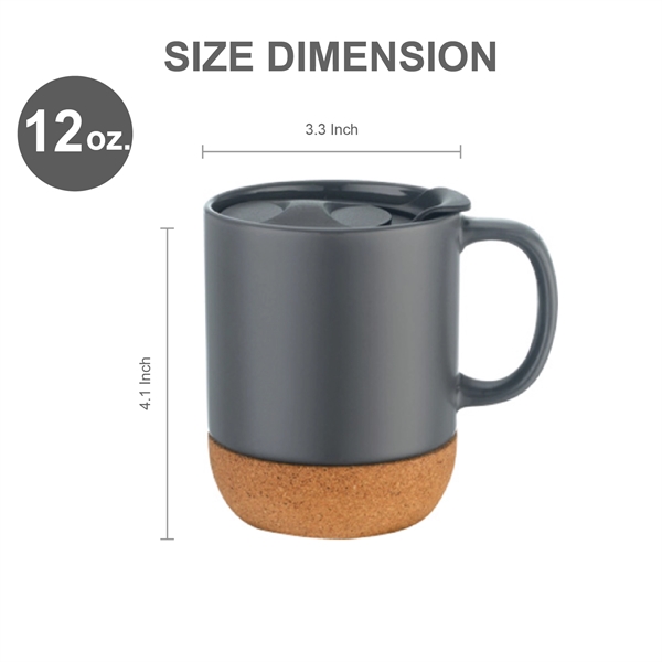 12oz.Cork Base Ceramic Splash-Proof Coffee Mug w/ Lid&Handle - 12oz.Cork Base Ceramic Splash-Proof Coffee Mug w/ Lid&Handle - Image 1 of 9