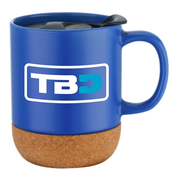 12oz.Cork Base Ceramic Splash-Proof Coffee Mug w/ Lid&Handle - 12oz.Cork Base Ceramic Splash-Proof Coffee Mug w/ Lid&Handle - Image 2 of 9