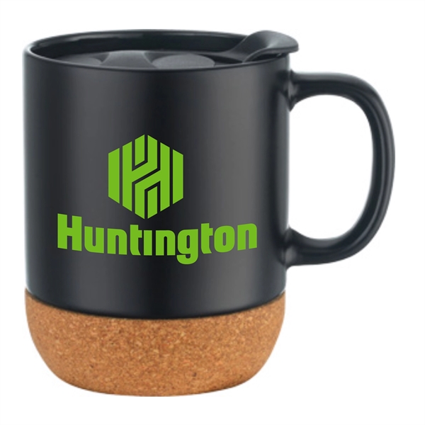 12oz.Cork Base Ceramic Splash-Proof Coffee Mug w/ Lid&Handle - 12oz.Cork Base Ceramic Splash-Proof Coffee Mug w/ Lid&Handle - Image 3 of 9