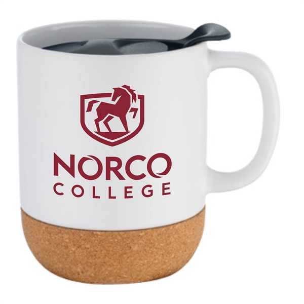 12oz.Cork Base Ceramic Splash-Proof Coffee Mug w/ Lid&Handle - 12oz.Cork Base Ceramic Splash-Proof Coffee Mug w/ Lid&Handle - Image 5 of 9